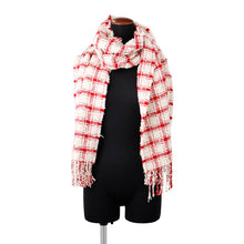 将图像加载到图库查看器中，CHANEL CC Logo TweedStole Red/WhiteAAC177 Wool85% Nylon14% Cotton1%
