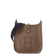 HERMES Evelyne Amazon Long Etoupe/Blue Indigo Taurillon Clemence Size TPM