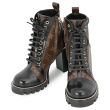将图像加载到图库查看器中，LOUIS VUITTON Star Trail EncreBoots Noir/Brown1A2Y7W Patent LeatherMonogram Plain Calf Leather Size 37
