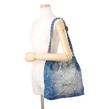 Load image into Gallery viewer, CHANEL CHANEL22 ChainShoulder Bag BlueAS3260 Denim Size Small
