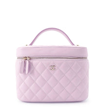 Load image into Gallery viewer, CHANEL Top Handle Matelasse CC Logo Vanity Bag Light PurpleAP2573 Caviar Leather
