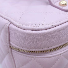 Load image into Gallery viewer, CHANEL Top Handle Matelasse CC Logo Vanity Bag Light PurpleAP2573 Caviar Leather
