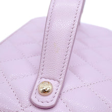 Load image into Gallery viewer, CHANEL Top Handle Matelasse CC Logo Vanity Bag Light PurpleAP2573 Caviar Leather
