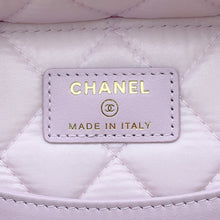 Load image into Gallery viewer, CHANEL Top Handle Matelasse CC Logo Vanity Bag Light PurpleAP2573 Caviar Leather

