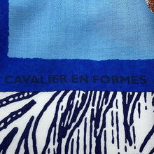 Load image into Gallery viewer, HERMES Giant Square Cavalier en Formes Size 140 Blue/White/Multicolor Cashmere70% Silk30%
