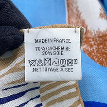 Load image into Gallery viewer, HERMES Giant Square Cavalier en Formes Size 140 Blue/White/Multicolor Cashmere70% Silk30%
