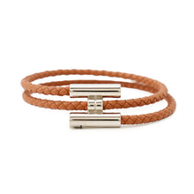 Load image into Gallery viewer, HERMES Leather Bracelet Tourni Tresse Size T4 Gold Swift Leather
