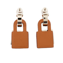 Load image into Gallery viewer, HERMES O'Kelly Earrings Gold Metal Swift Leather
