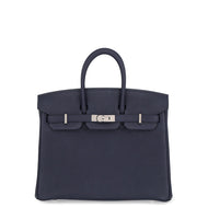 HERMES Birkin Blue Nuit Togo Leather Size 25