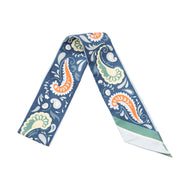 HERMES Twilly Cheetah Bandana GUEPARDS BANDANA Marine Clair/Blue Ciel/Vert Silk100%