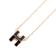 HERMES Pop Ash Necklace Size Mini Black Gold Plated Lacquer