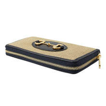 Load image into Gallery viewer, GUCCI Horsebit 1955 Zip-Around Wallet Japan Limited Edition Beige/Navy621889 H58AG 2599 Canvas/Leather
