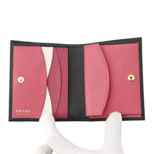 Load image into Gallery viewer, PRADA Saffiano Leather Multicolor Compact Wallet Black/Hibiscus1MV204_ZLP_F061H Saffiano LeatherLeather
