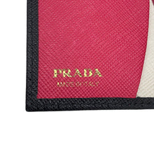 Load image into Gallery viewer, PRADA Saffiano Leather Multicolor Compact Wallet Black/Hibiscus1MV204_ZLP_F061H Saffiano LeatherLeather
