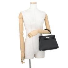 将图像加载到图库查看器中，HERMES Kelly Retourne Black Togo Leather Size 25
