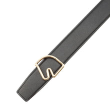 Load image into Gallery viewer, HERMES Tête de Cheval Belt Size 75 Black/Gold Box Calf Leather Togo Leather
