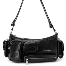 Load image into Gallery viewer, BALENCIAGA Super Busy Sling Bag Black802227 Arena Lambskin Size Small
