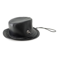 HERMES Jody Bucket Glenan Cord Hat Size 58 Black Agneau Brillant