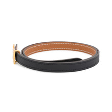 将图像加载到图库查看器中，HERMES Belt buckle Mini H Leather belt 13 Size 70 Black/Gold Swift Leather Epsom
