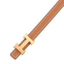 Load image into Gallery viewer, HERMES Belt buckle Mini H Leather belt 13 Size 70 Black/Gold Swift Leather Epsom
