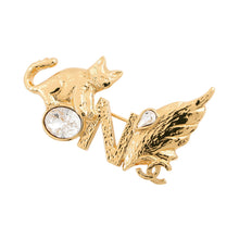 Load image into Gallery viewer, CHANEL Cat motif broochABH061 Gold Plated Crystal
