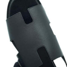 将图像加载到图库查看器中，HERMES Sandals Maya Black Leather Size 36
