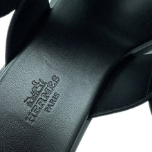 将图像加载到图库查看器中，HERMES Sandals Maya Black Leather Size 36
