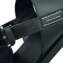 将图像加载到图库查看器中，HERMES Sandals Maya Black Leather Size 36
