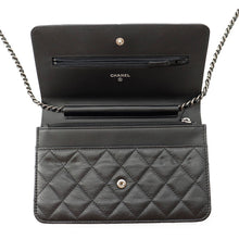 将图像加载到图库查看器中，CHANEL 2.55 Icon Chain Wallet BlackA80442 Leather
