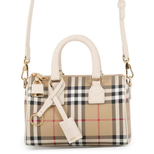 Load image into Gallery viewer, BURBERRY Check Bowling Bag Soap Beige81251071 PVC Calf Leather Size Mini
