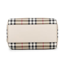Load image into Gallery viewer, BURBERRY Check Bowling Bag Soap Beige81251071 PVC Calf Leather Size Mini
