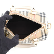 Load image into Gallery viewer, BURBERRY Check Bowling Bag Soap Beige81251071 PVC Calf Leather Size Mini
