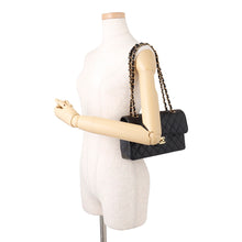Load image into Gallery viewer, CHANEL Matelasse W Flap ChainShoulder Bag BlackA01113 Caviar Leather Size 23
