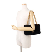 Load image into Gallery viewer, CHANEL Matelasse W Flap ChainShoulder Bag BlackA01112 CottonJersy Size 25
