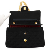Load image into Gallery viewer, CHANEL Matelasse W Flap ChainShoulder Bag BlackA01112 CottonJersy Size 25
