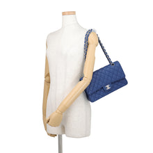 将图像加载到图库查看器中，CHANEL Matelasse W Flap ChainShoulder Bag BlueA01112 Caviar Leather Size 25
