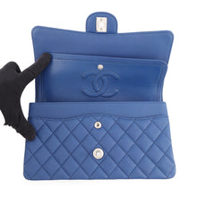 Load image into Gallery viewer, CHANEL Matelasse W Flap ChainShoulder Bag BlueA01112 Caviar Leather Size 25
