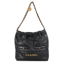 Load image into Gallery viewer, CHANEL CHANEL 22 Double Pocket Haddon Bag BlackAS3260-B17724-94305 Shiny Crumple Calf Leather Size Small
