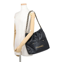 Load image into Gallery viewer, CHANEL CHANEL 22 Double Pocket Haddon Bag BlackAS3260-B17724-94305 Shiny Crumple Calf Leather Size Small
