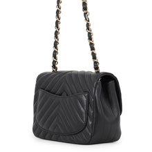 Load image into Gallery viewer, CHANEL Chevron ChainShoulder Bag BlackA35200 Lambskin Size 18
