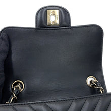 Load image into Gallery viewer, CHANEL Chevron ChainShoulder Bag BlackA35200 Lambskin Size 18
