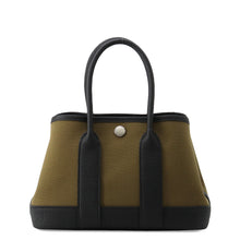 将图像加载到图库查看器中，HERMES Neo Garden Olive Green/Black Toile Officier Negonda Leather Size 23
