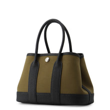 将图像加载到图库查看器中，HERMES Neo Garden Olive Green/Black Toile Officier Negonda Leather Size 23
