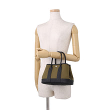 将图像加载到图库查看器中，HERMES Neo Garden Olive Green/Black Toile Officier Negonda Leather Size 23
