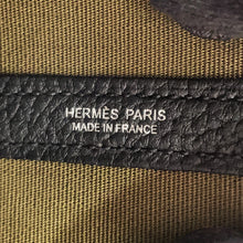 将图像加载到图库查看器中，HERMES Neo Garden Olive Green/Black Toile Officier Negonda Leather Size 23

