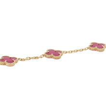 将图像加载到图库查看器中，Van Cleef &amp; Arpels Vintage Alhambra 5 Motif BraceletVCARPQZI00 Pink Enamel K18YG
