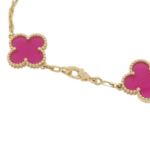 将图像加载到图库查看器中，Van Cleef &amp; Arpels Vintage Alhambra 5 Motif BraceletVCARPQZI00 Pink Enamel K18YG
