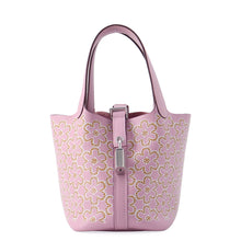 Load image into Gallery viewer, HERMES Picotin Lock Lucky Daisy Mauve Sylvestre/Cuivre/White Swift Leather Size micro
