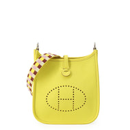 HERMES Evelyne Long Maxi Quadrille Lime Taurillon Clemence Size TPM