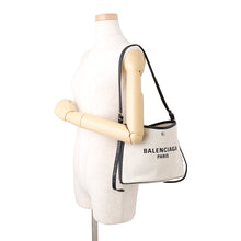 将图像加载到图库查看器中，BALENCIAGA Biarritz Small Bucket Bag Natural/Black828843 Canvas Leather
